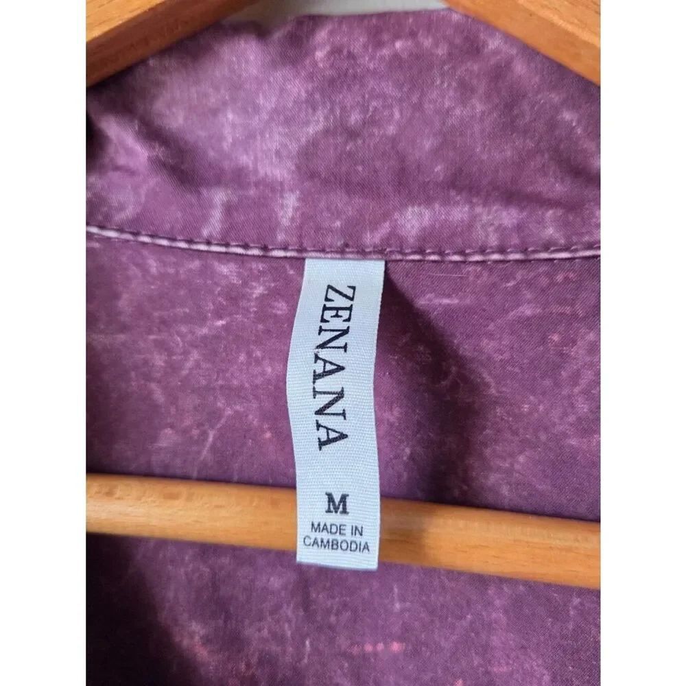 EUC LIKE NEW ZENANA ACID WASH AUBERGINE LONGSLEEVES BUTTONED SHIRT SIZE M - Picture 12 of 15